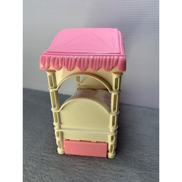 Hasboro 1996 Dollhouse Canopy Bed Pink & Cream - Picture 2 of 9